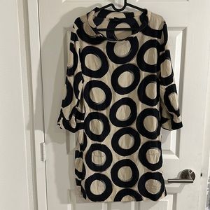 Alfani silk black circle pattern dress , 70’s vibe size 12